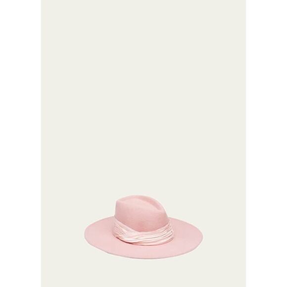 EUGENIA KIM Harlowe Wide-Brim Felt Fedora Hat Rose - Picture 1 of 7
